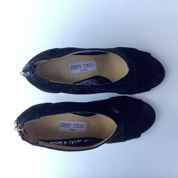 Jimmy Choo - Stiletto bootie - Open toe - Mesh and Suede 38.5 / 8 - Picture 2 of 7